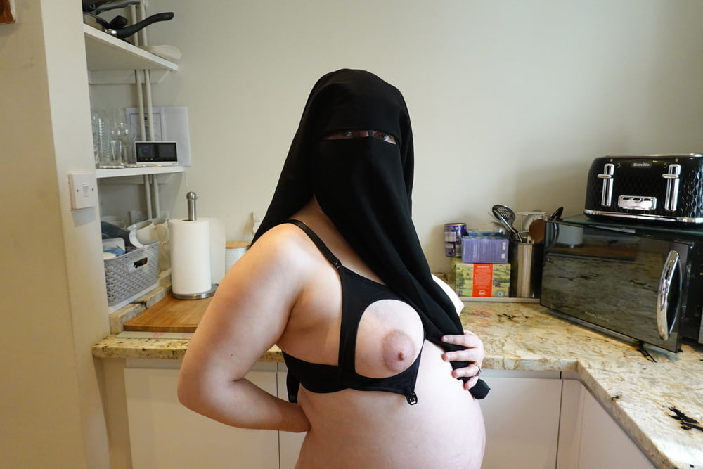 Pregnant Wife in Muslim Niqab and Nursing Bra #106679751