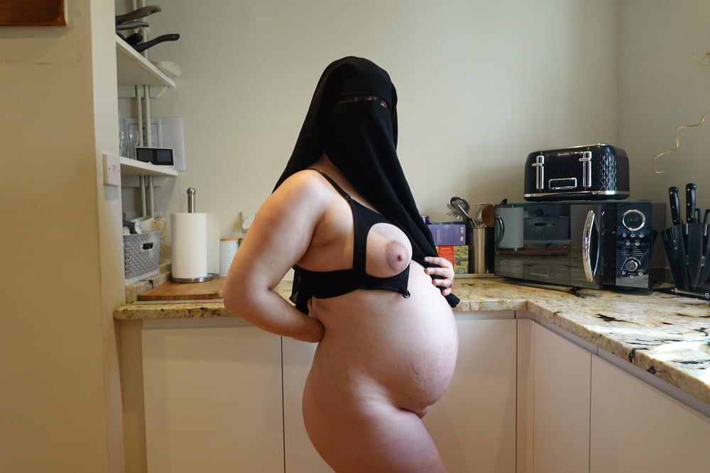 Pregnant Wife in Muslim Niqab and Nursing Bra #106679756