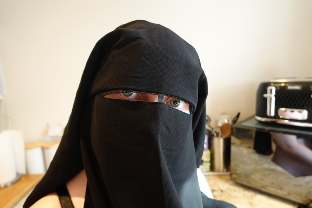 Pregnant Wife in Muslim Niqab and Nursing Bra #106679796