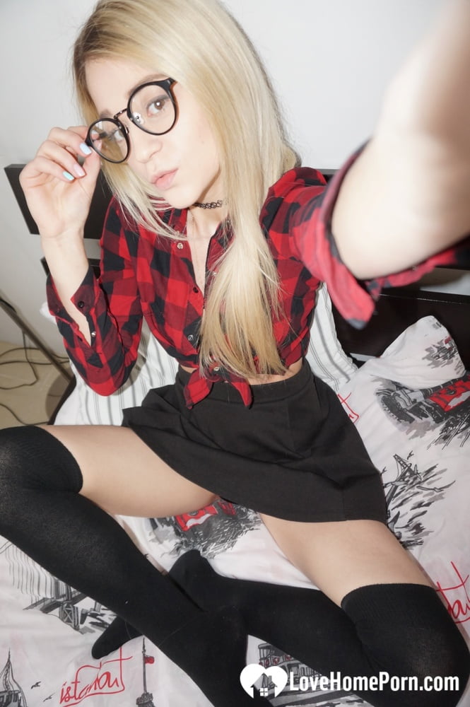 Naughty nerdy schoolgirl strips off her uniform #106645515