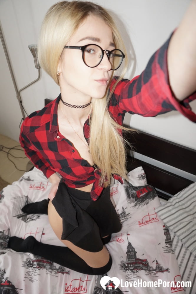 Naughty nerdy schoolgirl strips off her uniform #106645516