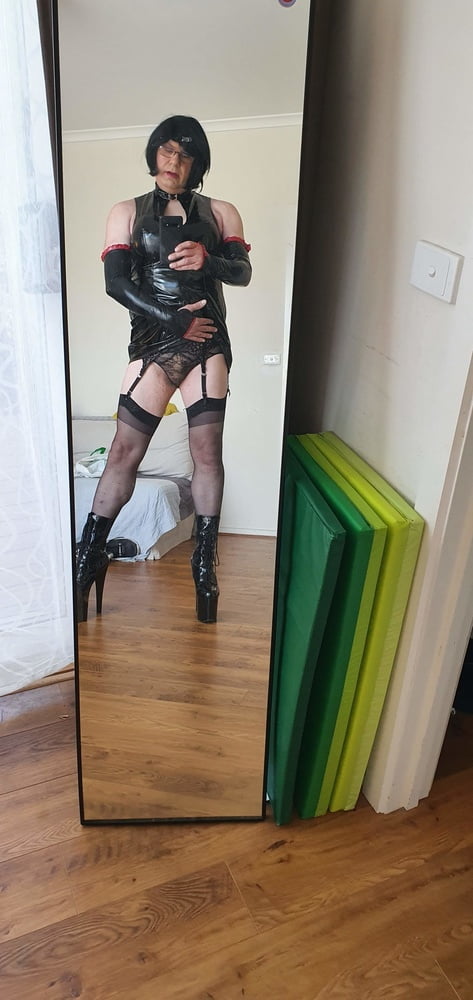 Slutty Rachel Latex in PVC Black Dress #106909376