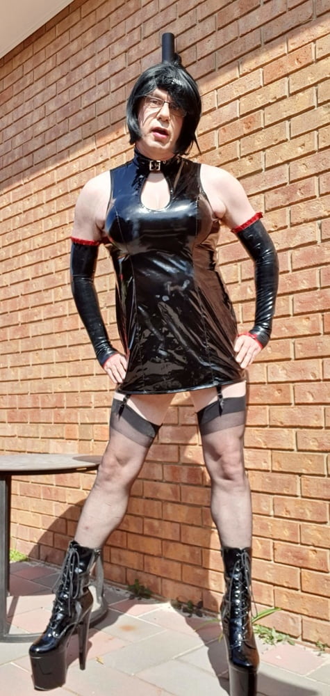 Slutty Rachel Latex in PVC Black Dress #106909384