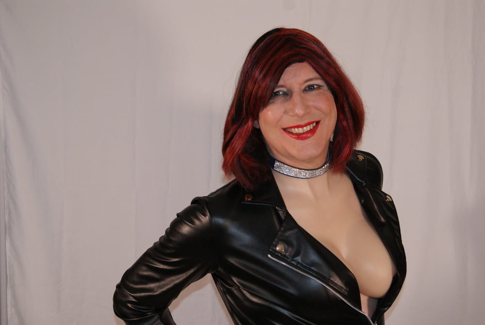 TGirl Lucy being Dom in leather look dress and big tits #106826007