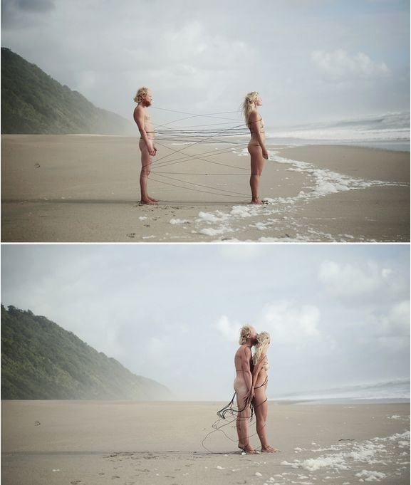 0804 Nudisten am Strand.
 #92443423