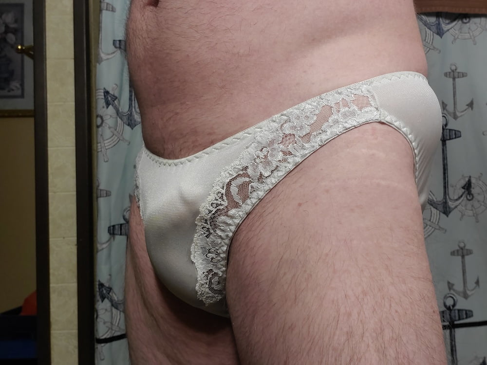 My classic white nylon bikini panties #106852008