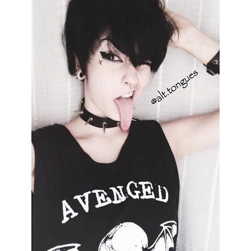 Sexy Alternative Emo Girl With Long Tongue #96025003