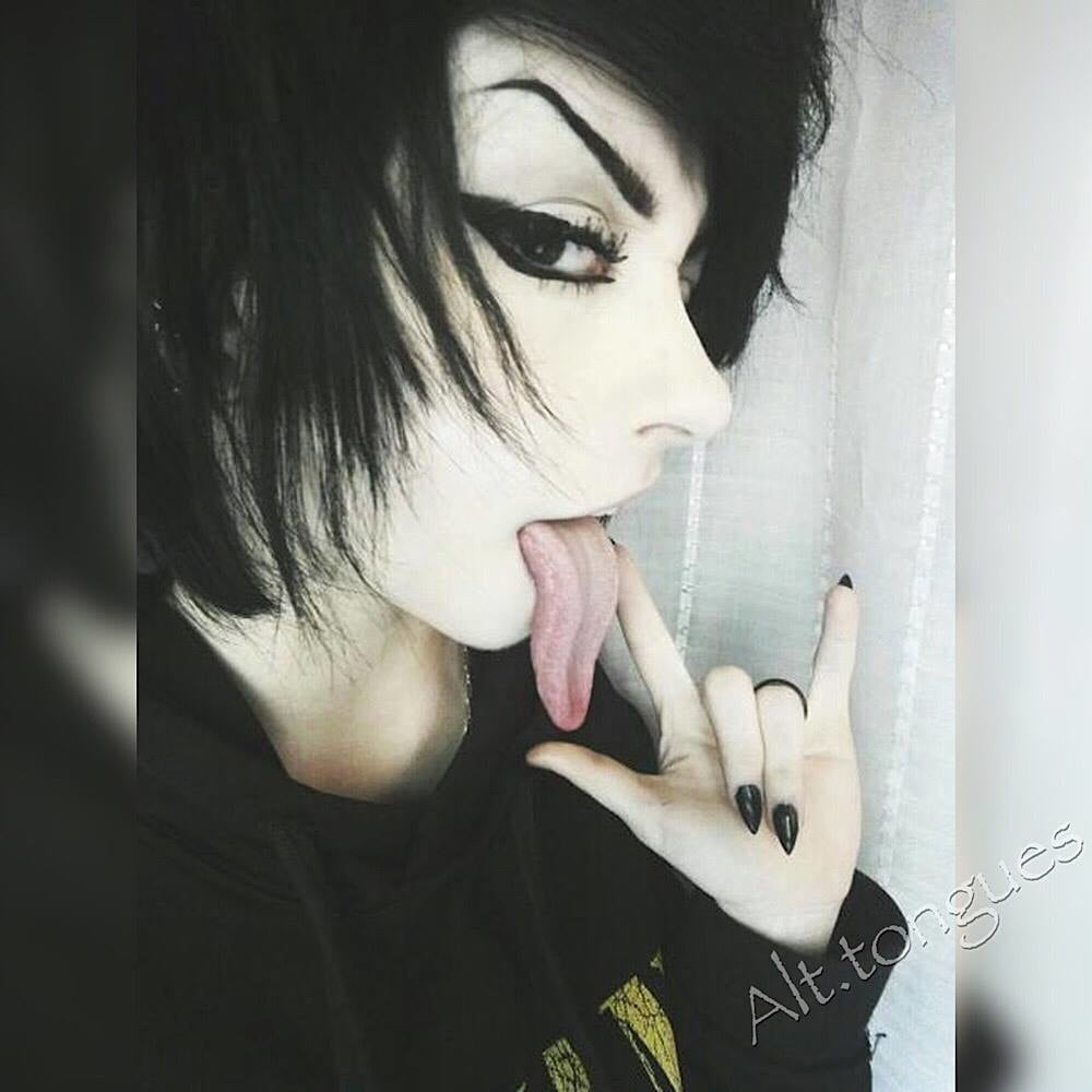 Sexy Alternative Emo Girl With Long Tongue #96025011