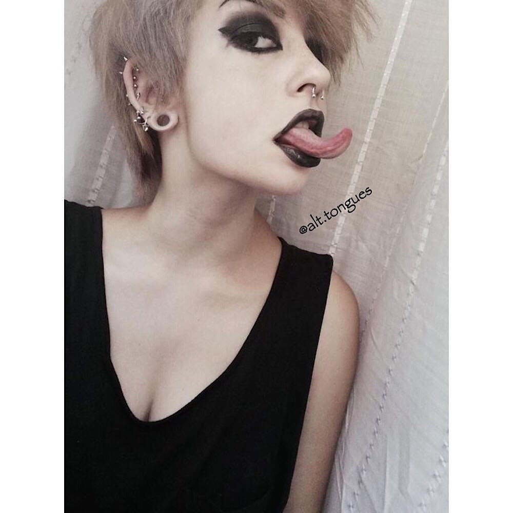 Sexy Alternative Emo Girl With Long Tongue #96025015