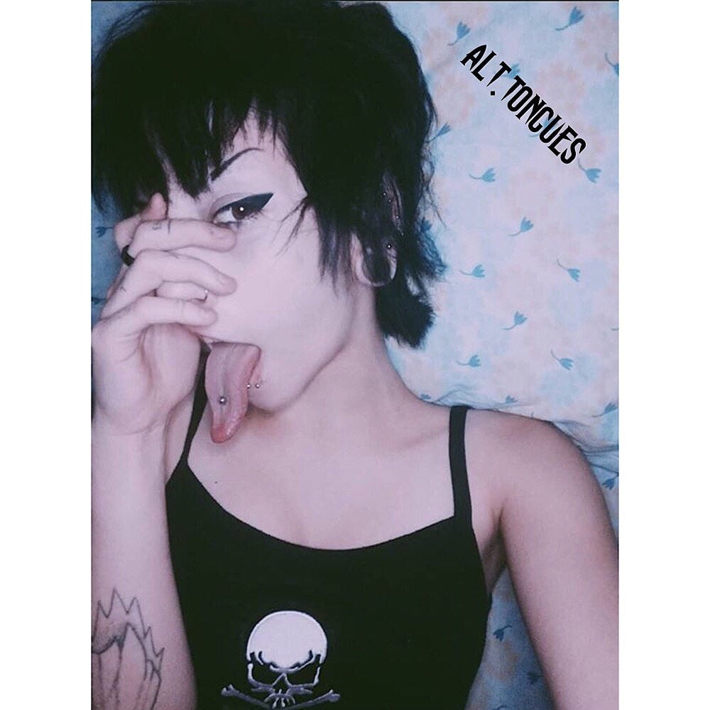 Sexy Alternative Emo Girl With Long Tongue #96025033