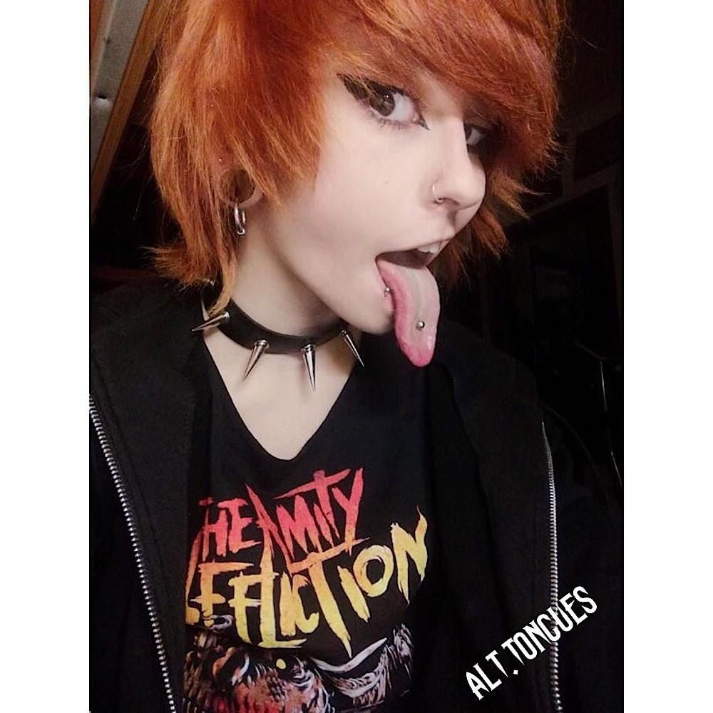 Sexy Alternative Emo Girl With Long Tongue #96025039