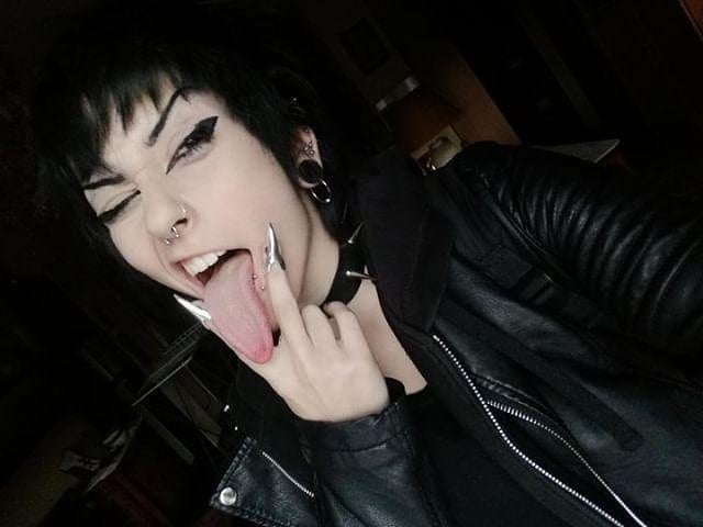 Sexy Alternative Emo Girl With Long Tongue #96025041