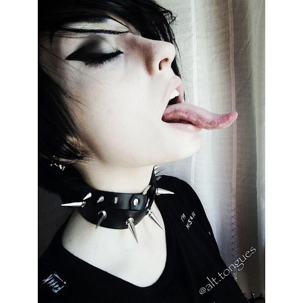 Sexy Alternative Emo Girl With Long Tongue #96025049