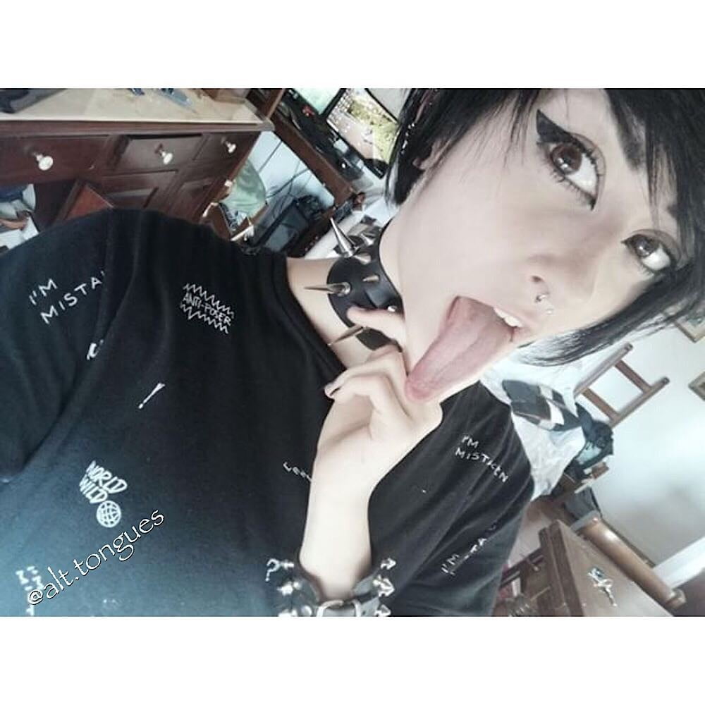 Sexy Alternative Emo Girl With Long Tongue #96025051