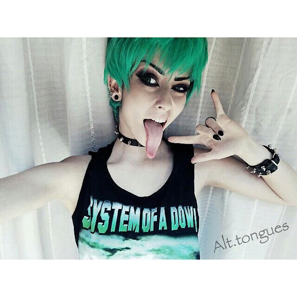 Sexy Alternative Emo Girl With Long Tongue #96025057