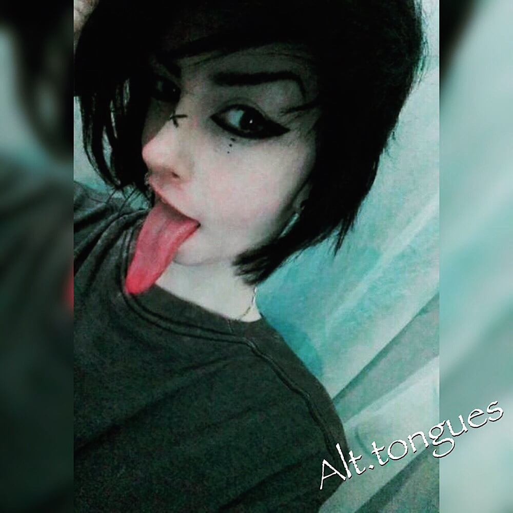 Sexy Alternative Emo Girl With Long Tongue #96025059