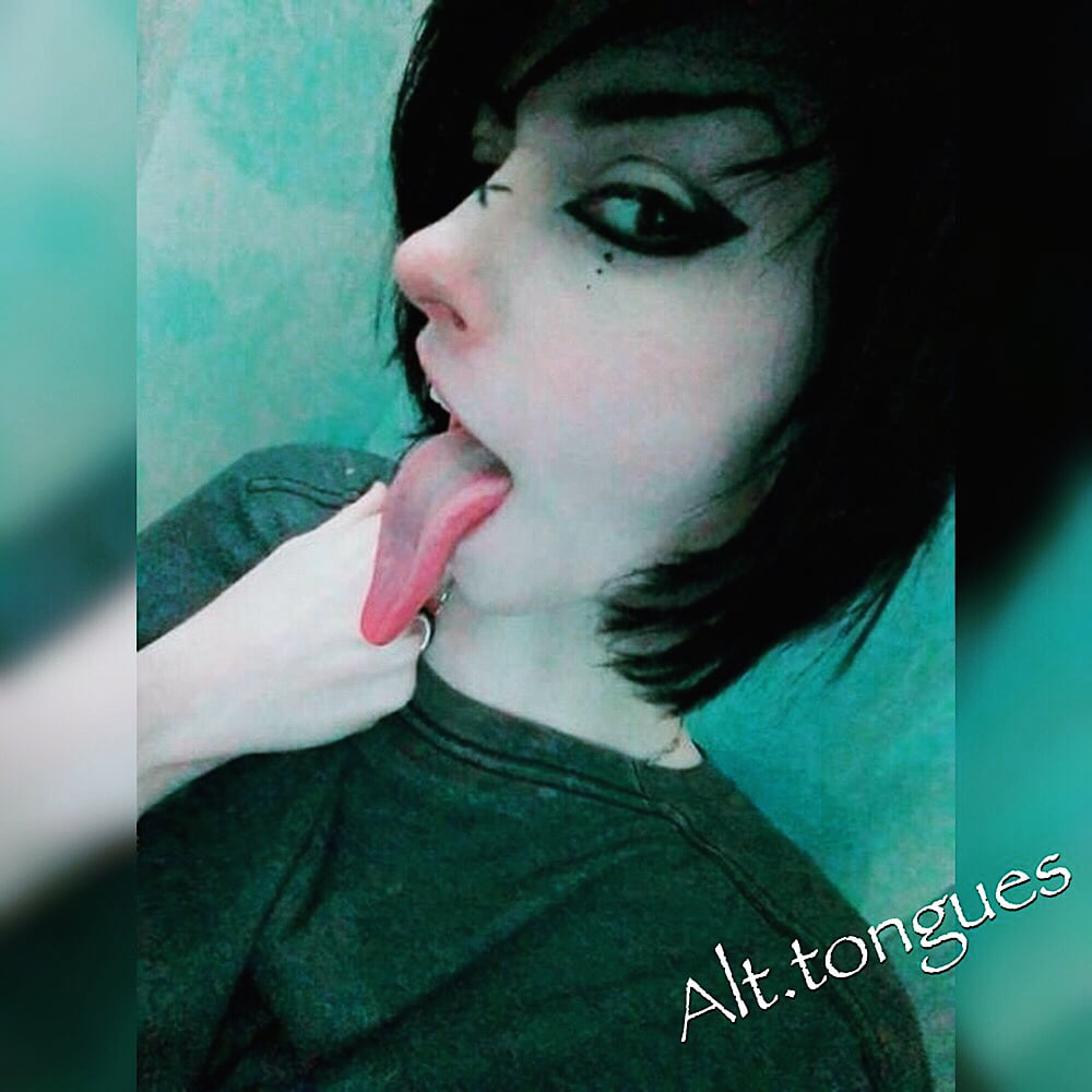 Sexy Alternative Emo Girl With Long Tongue #96025063