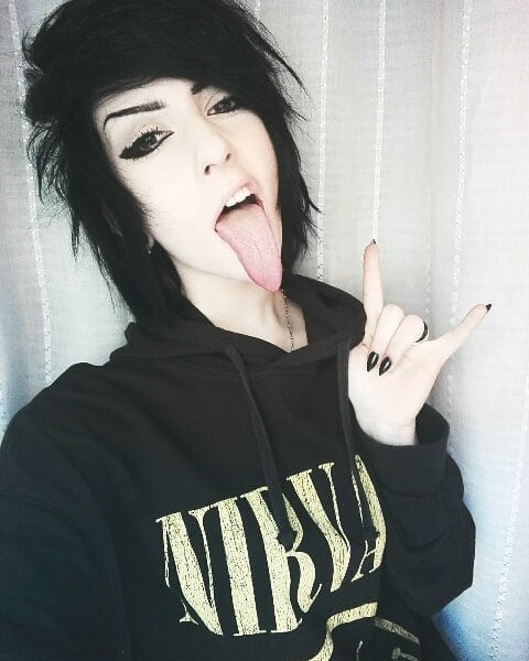 Sexy Alternative Emo Girl With Long Tongue #96025064
