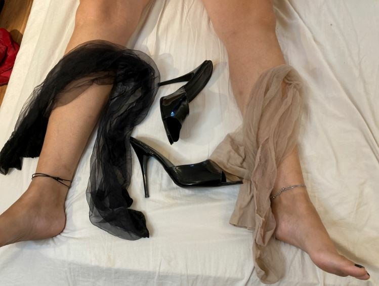 Stiletto Mules and Nylon Stockings #106577025